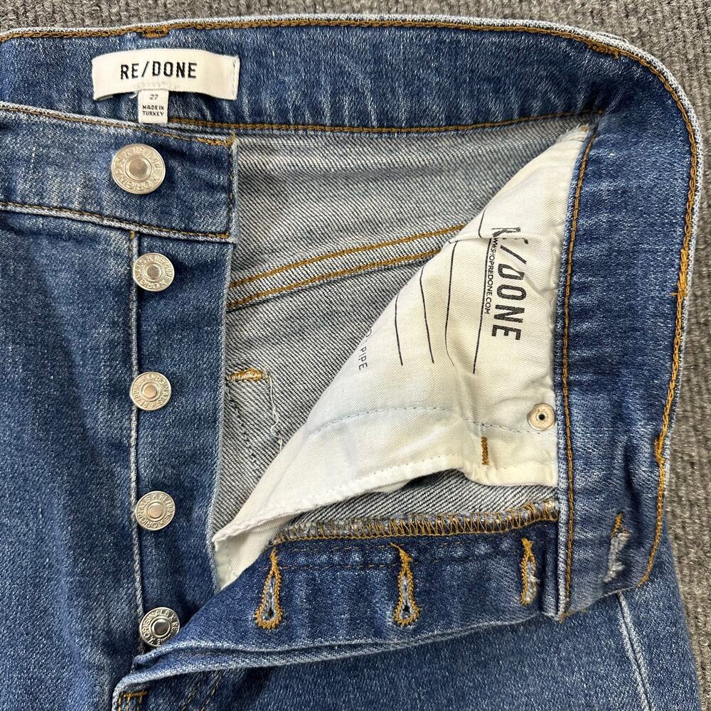 Re/Done Women's 70s Ultra High Rise Stove Pipe Jeans Western Button Fly Denim 27 - Picture 3 of 9